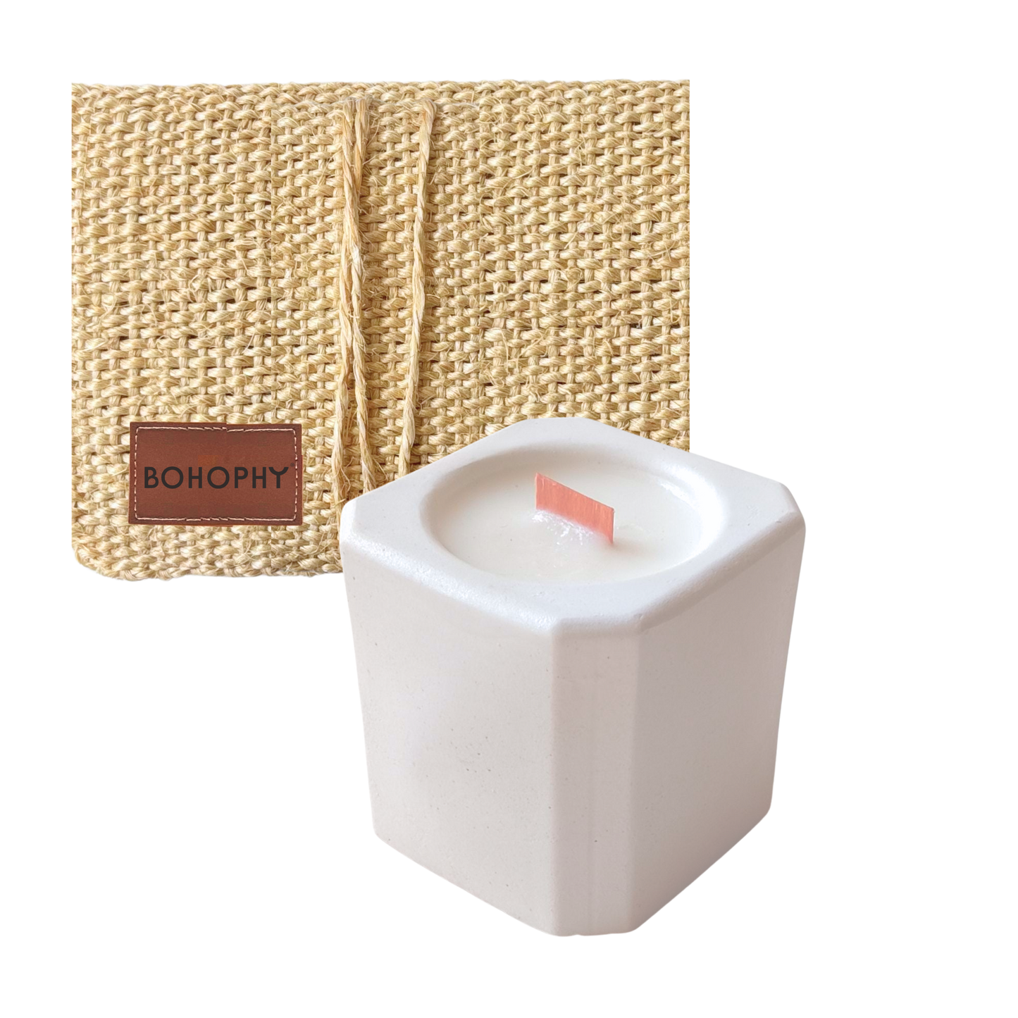 Square candle with wooden wick