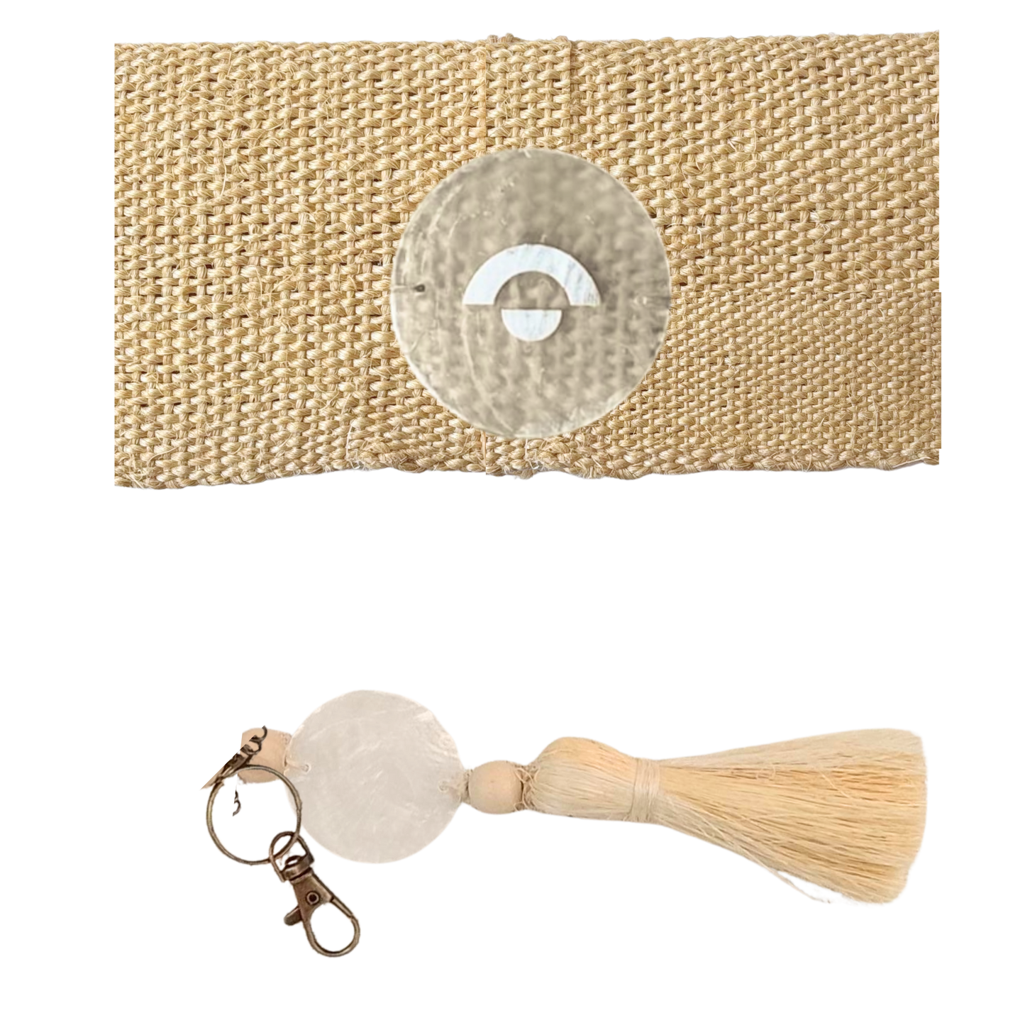 Palmar leather keychain with agave pouch