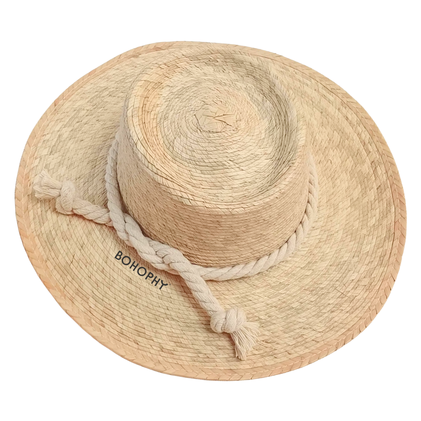 Crista natural palm hat with cotton stripe