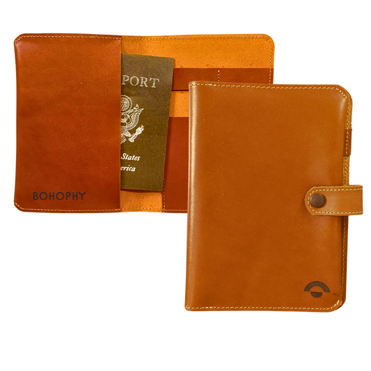 Leather travel folio handmade in Mexico