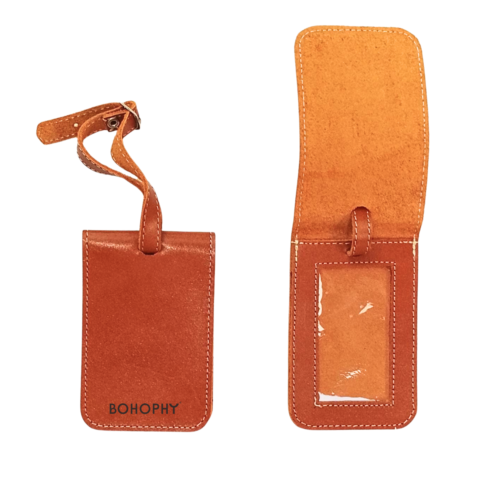 Leather luggage tag handcrafted in Mexico