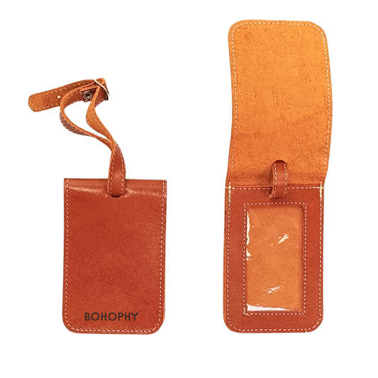 Leather luggage tag handcrafted in Mexico