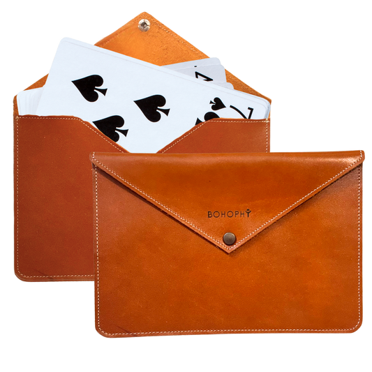 Leather playing card case handmade