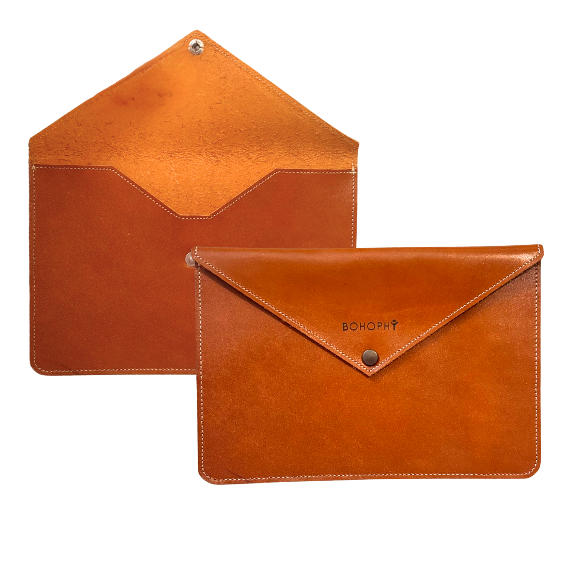 Leather envelope travel clutch handmade