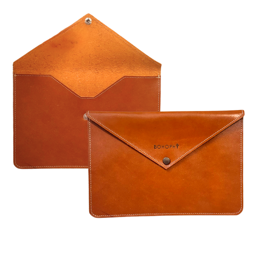 Leather envelope travel clutch handmade