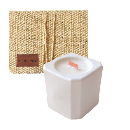 Square candle with wooden wick