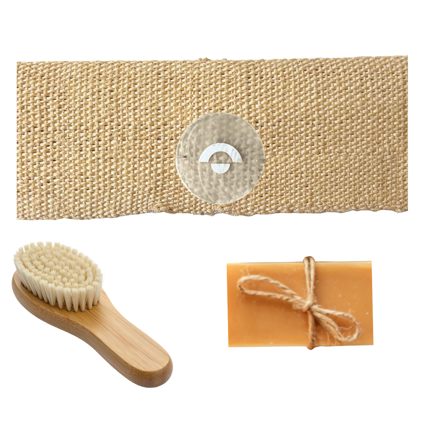 Spa bag with soap and face brush